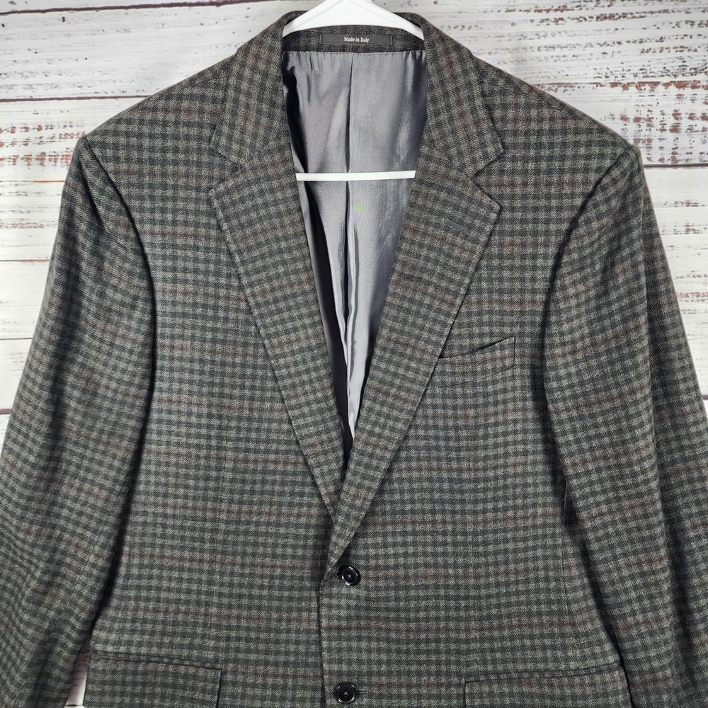 Ermenegildo Zegna CASHCO Blazer 54R 44R Regular Gray Plaid Wool Cashmere Italy